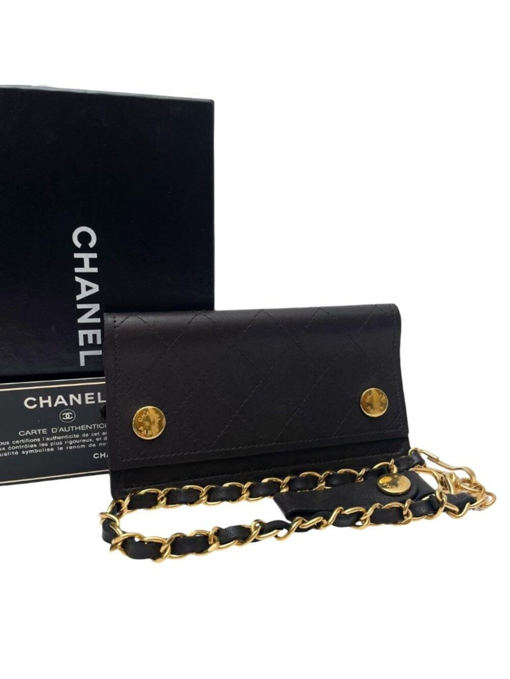 Chanel Quilted Chain Shoulder Bag Wallet Brown
